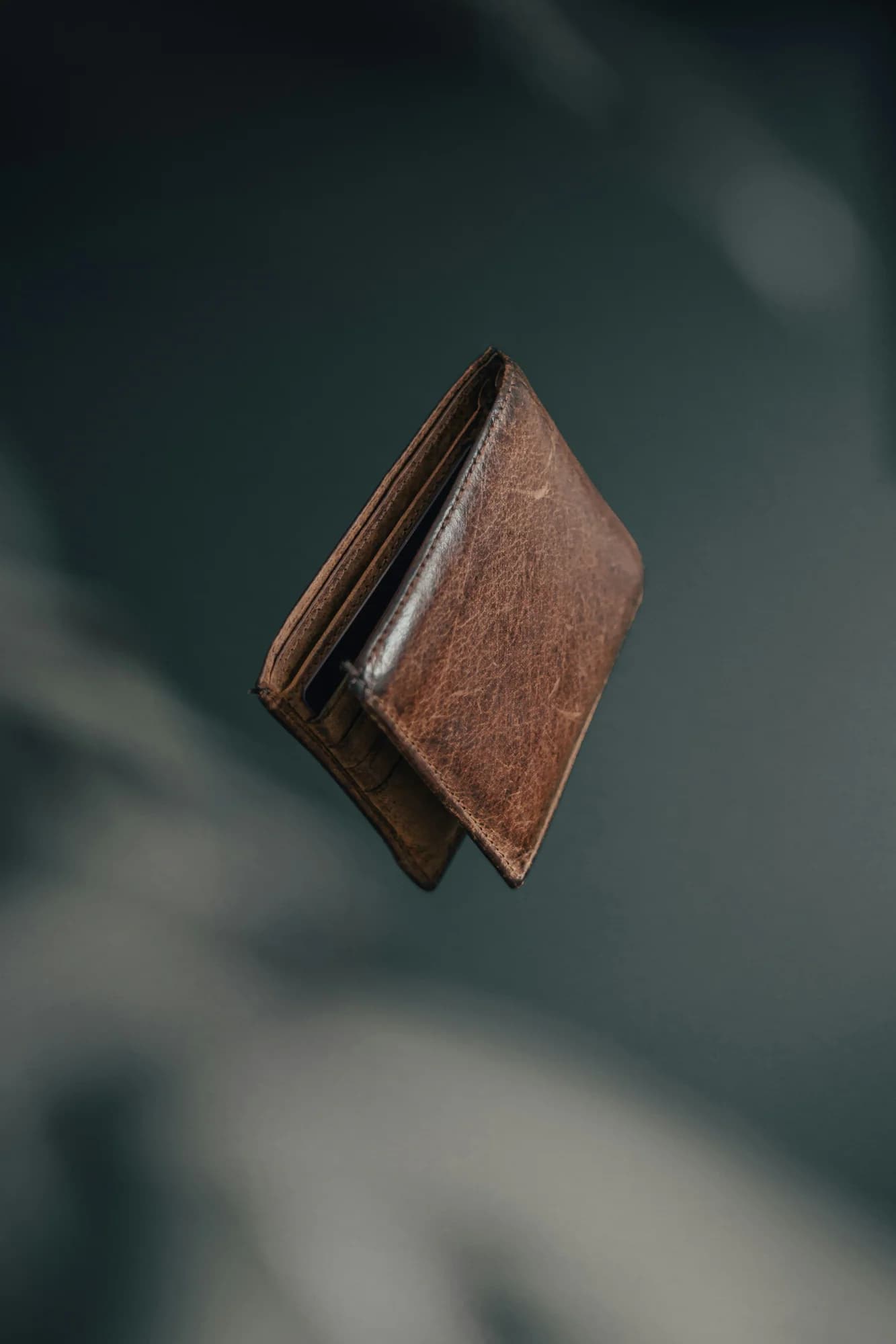 Brown leather bifold wallet